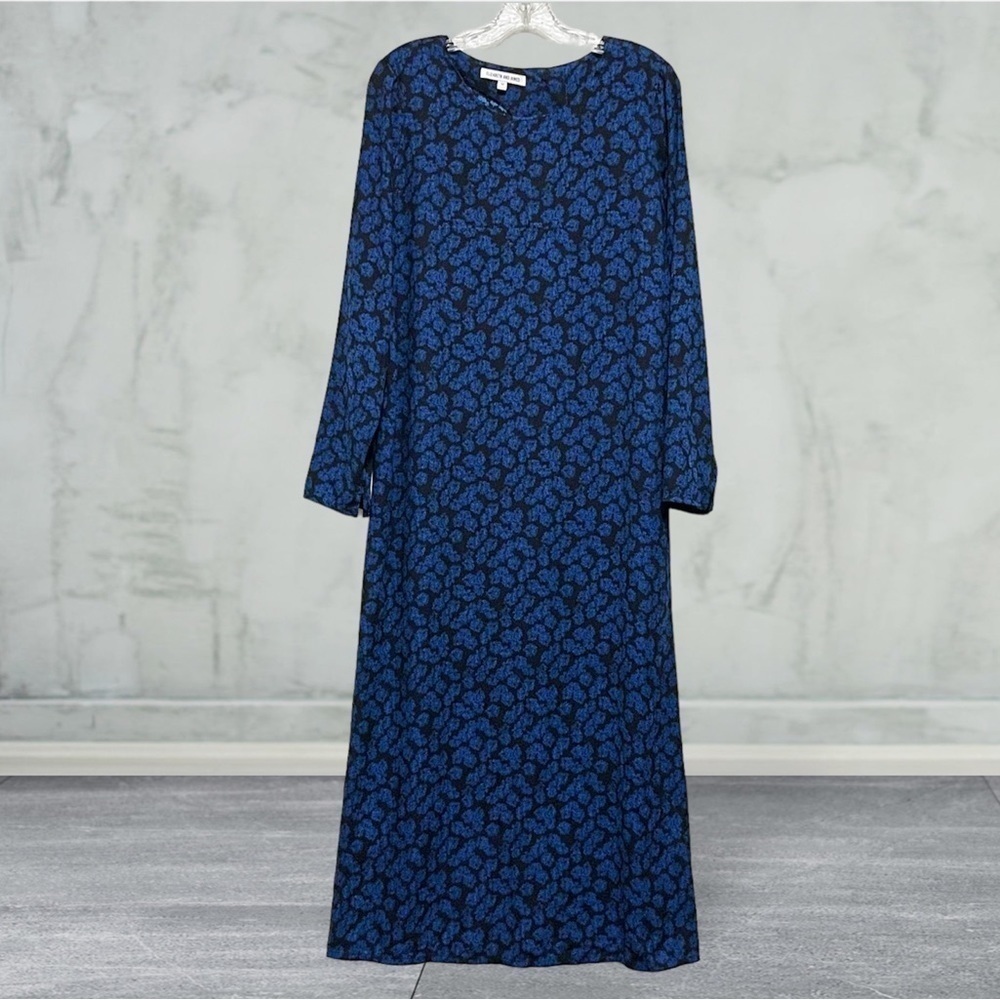 Elizabeth & James Blue Black Floral
Button Back long sleeve prairie Maxi Dress - Picture 8 of 11